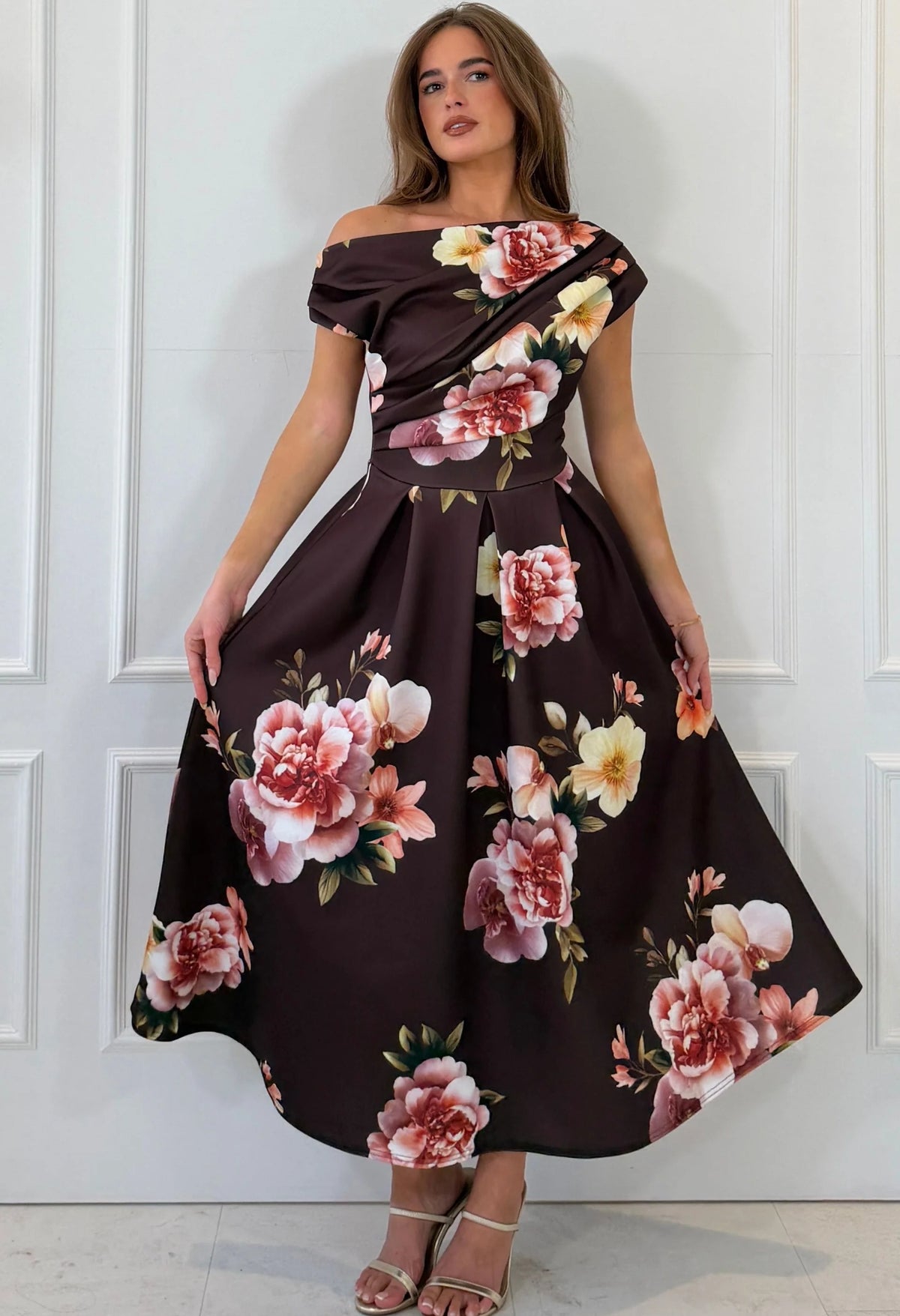 Betty Asymmetric Floral Midi Dress