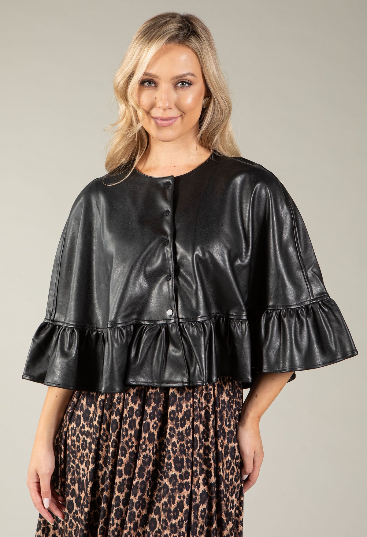 Faux Leather Cape