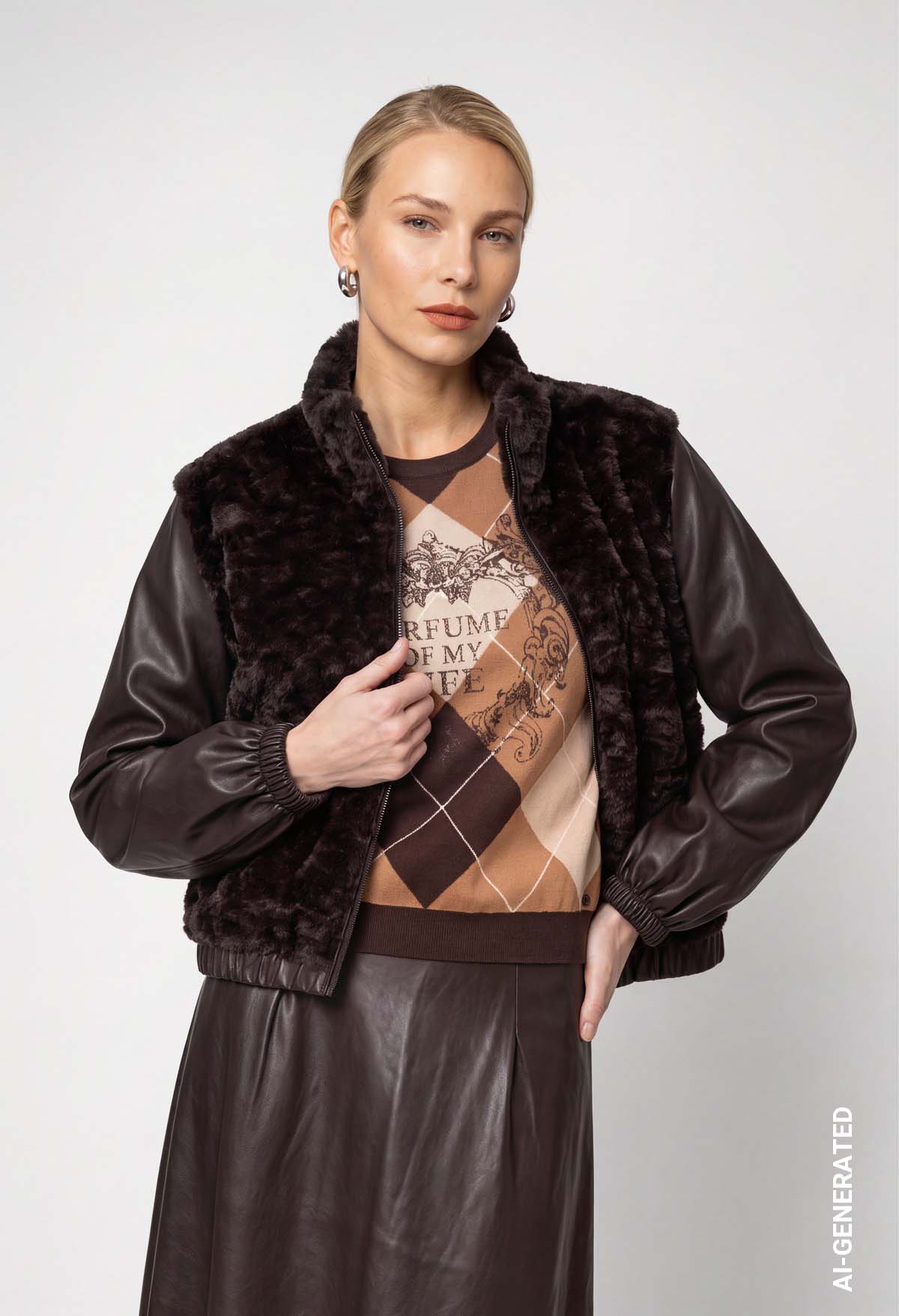 Faux Leather & Fur Jacket