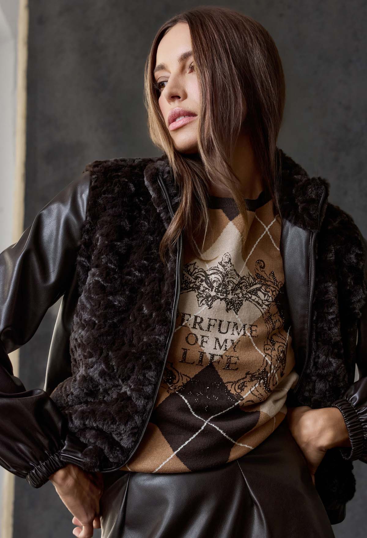 Faux Leather & Fur Jacket
