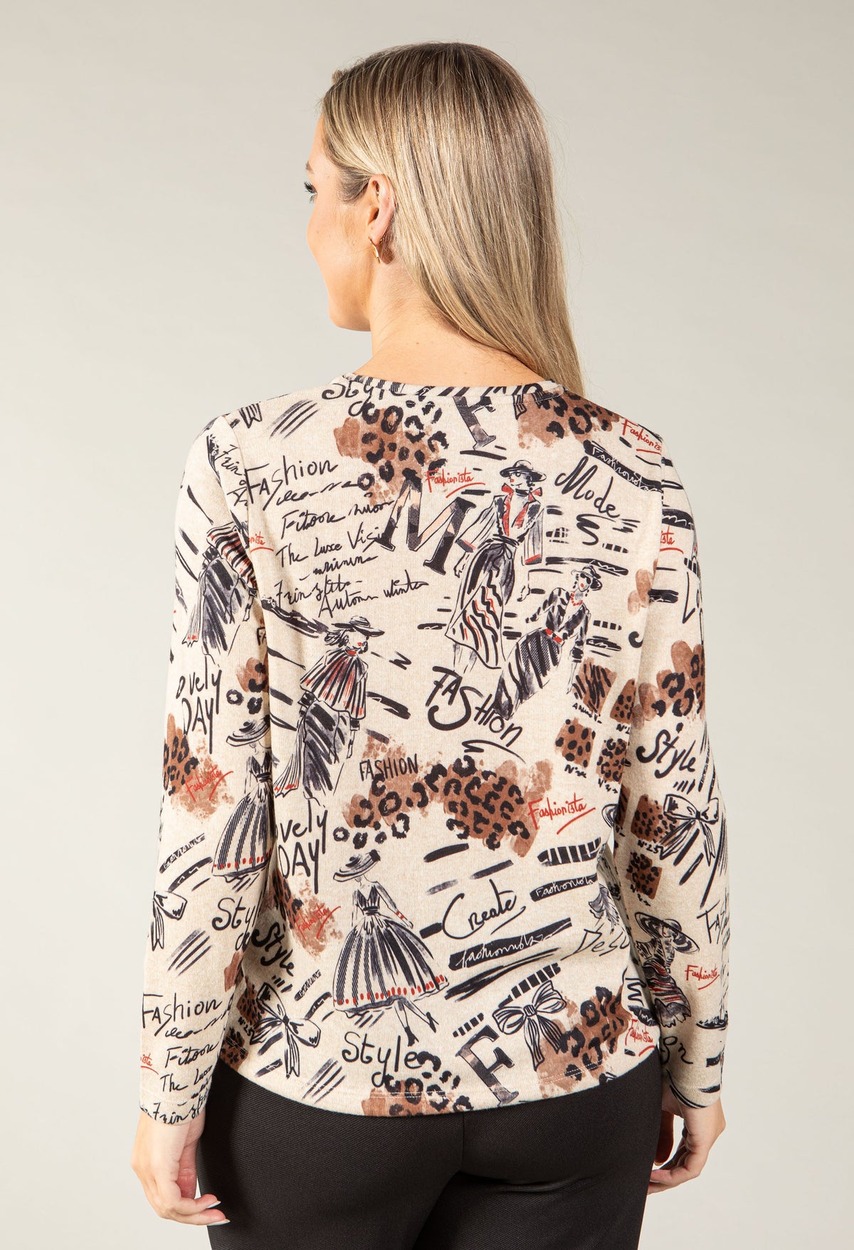 Fashion Print Fine Knit Top