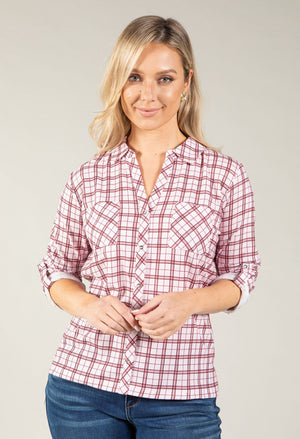 Madomerl Check Print Blouse