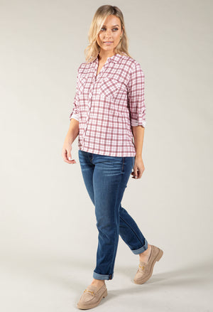 Madomerl Check Print Blouse