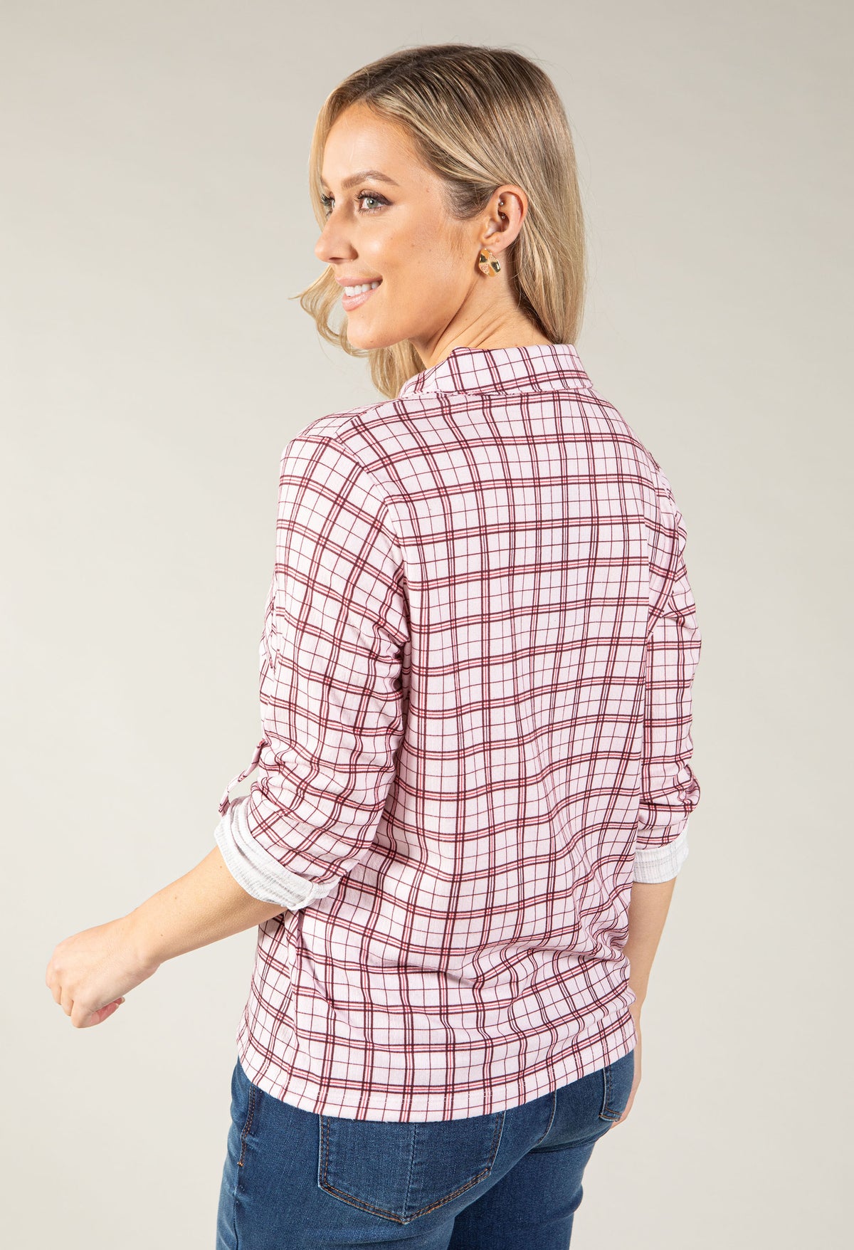 Dots Gingham Print Blouse