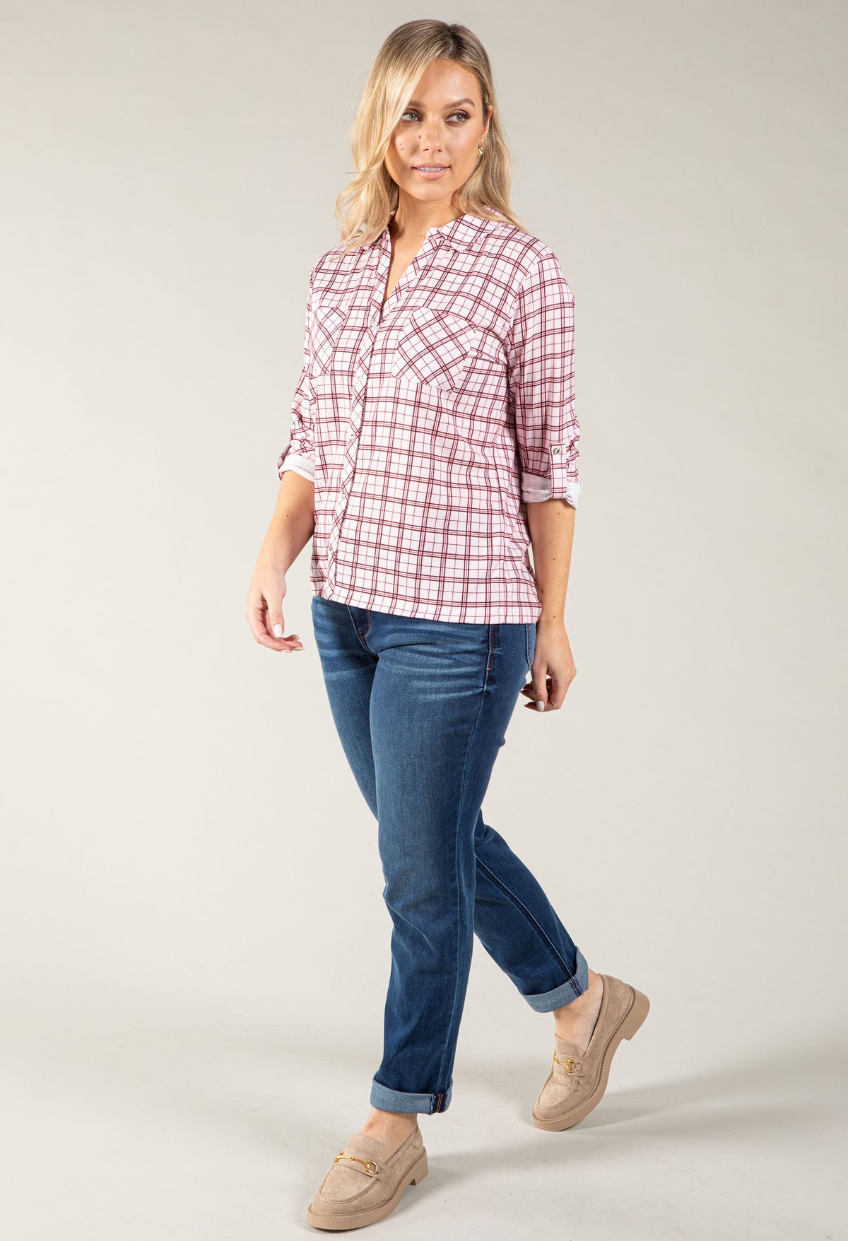 Dots Gingham Print Blouse