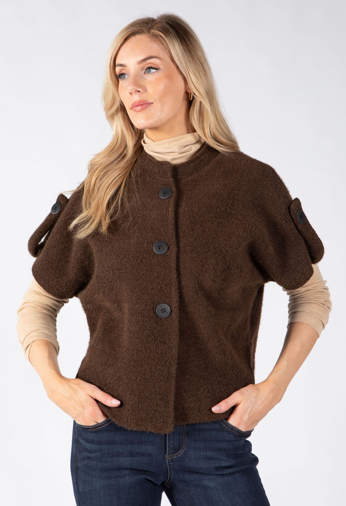 Short Sleeve Button Up Cardigan