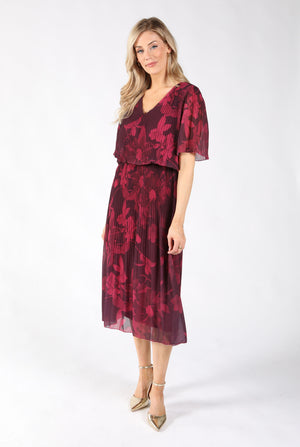 Floral Print Plisse Pleated Dress