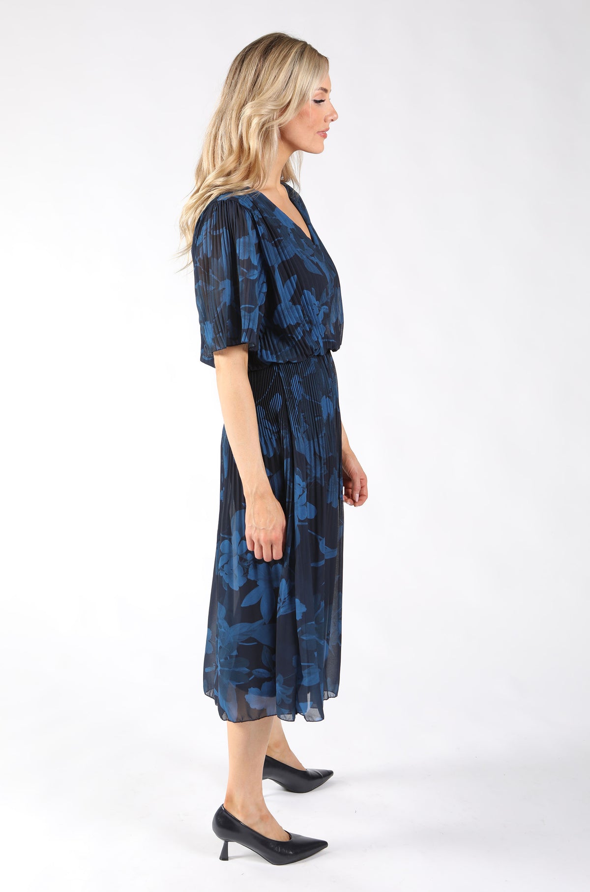 Floral Print Plisse Pleated Dress