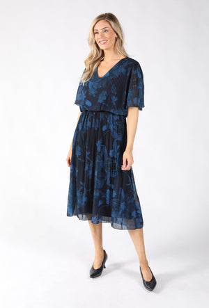 Floral Print Plisse Pleated Dress