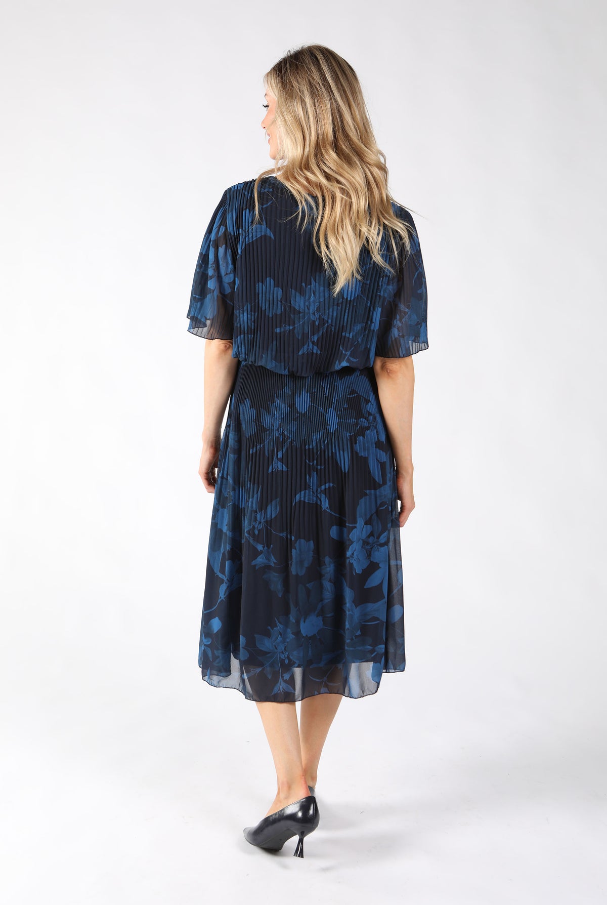 Floral Print Plisse Pleated Dress