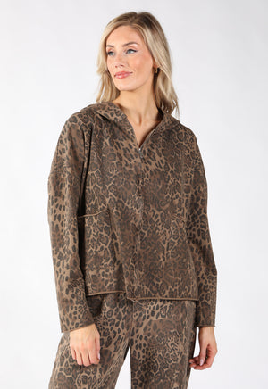 Leopard Print Zip Up Hoodie