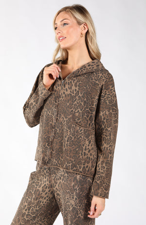 Leopard Print Zip Up Hoodie