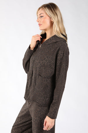 Leopard Print Zip Up Hoodie