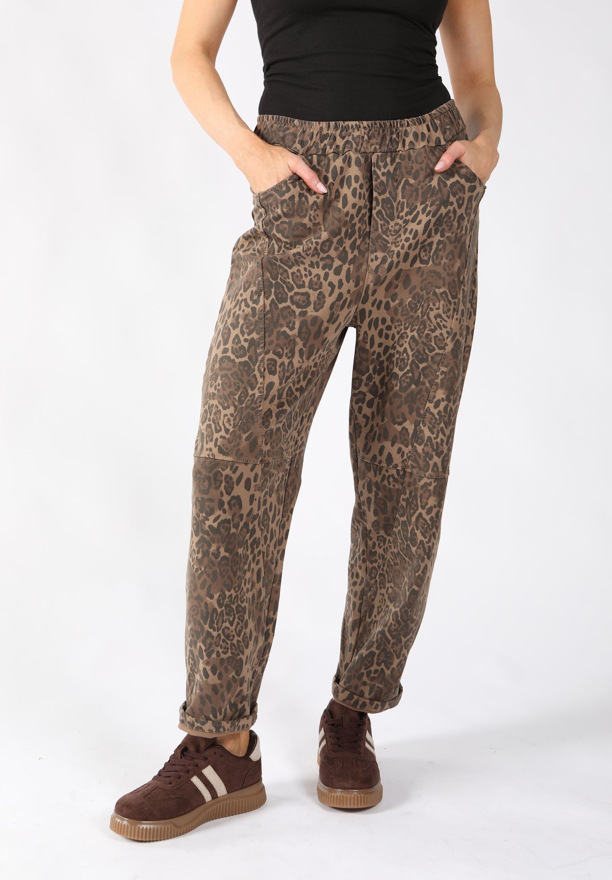 Leopard Joggers with Front Seam