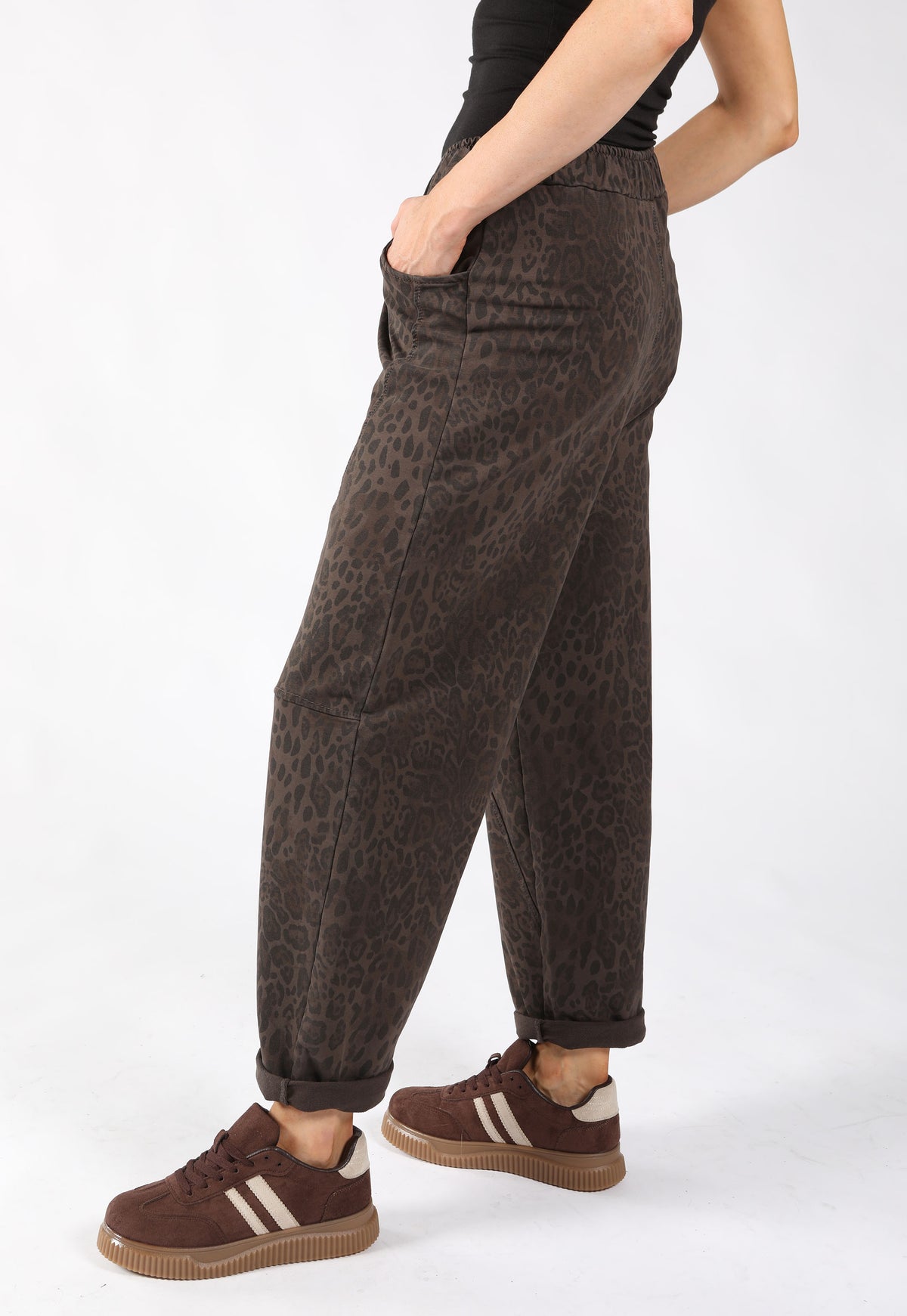 Leopard Joggers with Front Seam