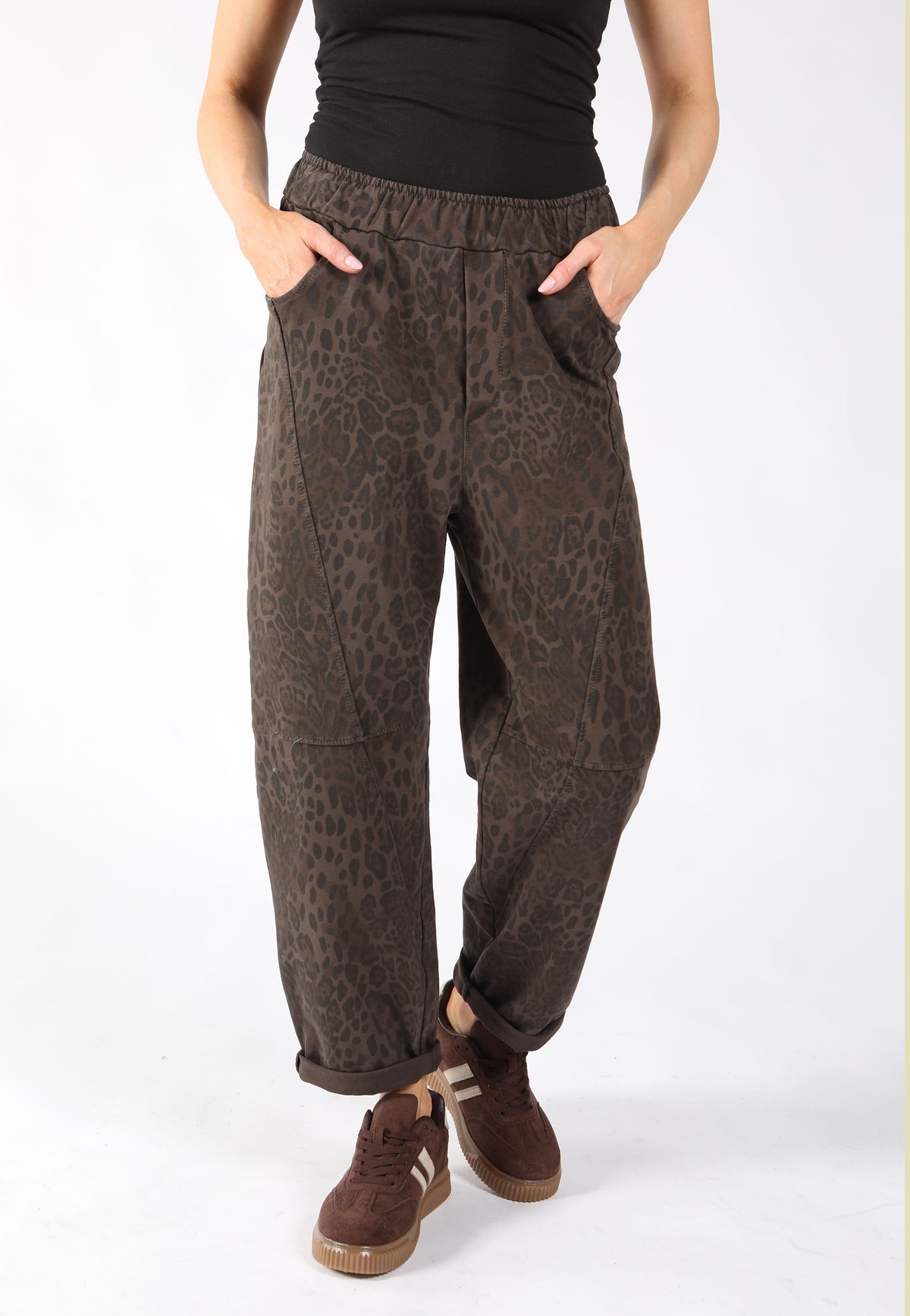 Leopard Joggers with Front Seam
