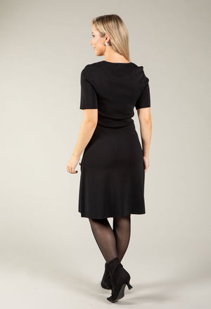 Fine Knit Dress With Floral Side Buttons