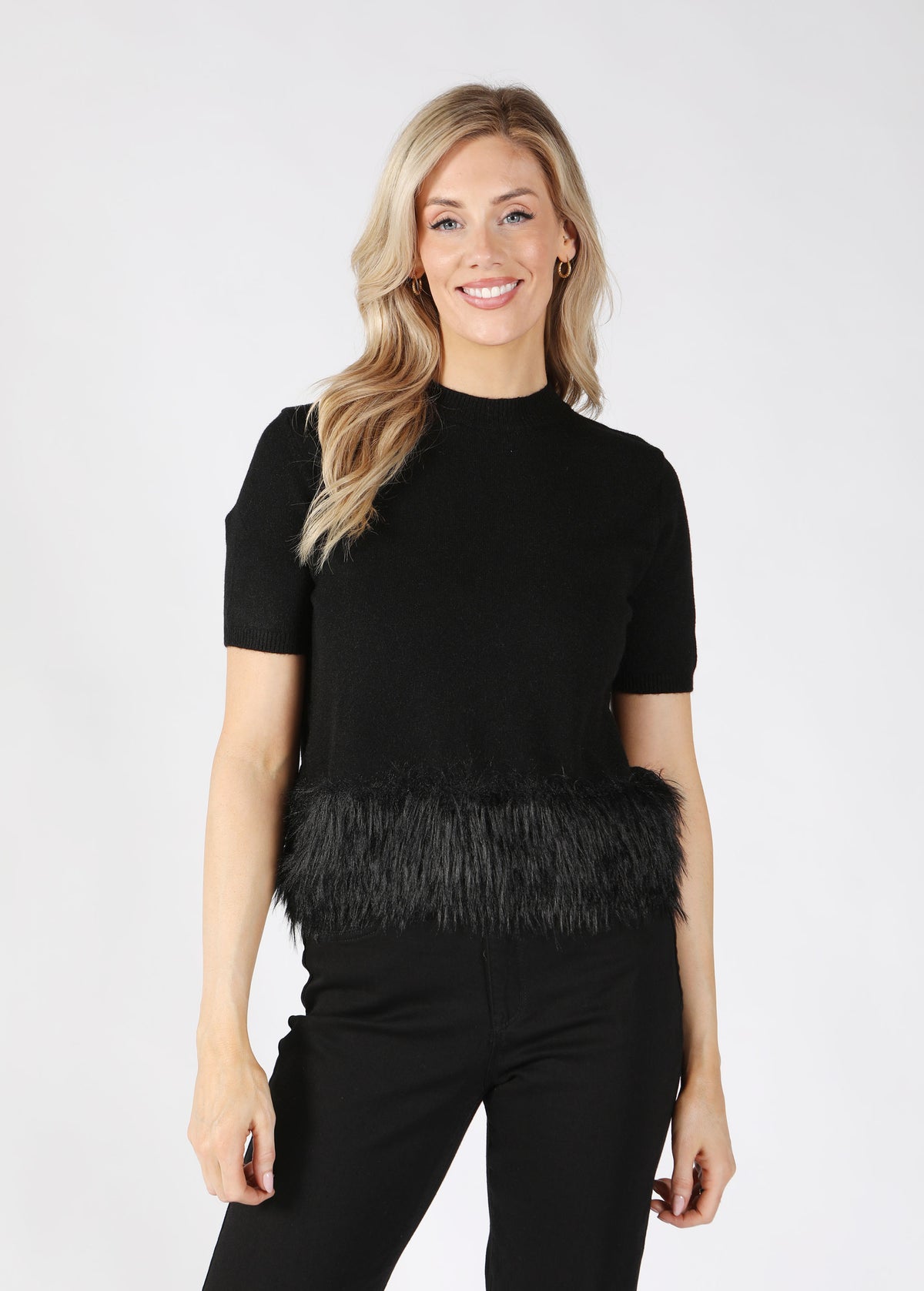 Feathered Hem Knit Top