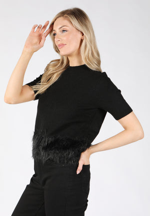 Feathered Hem Knit Top