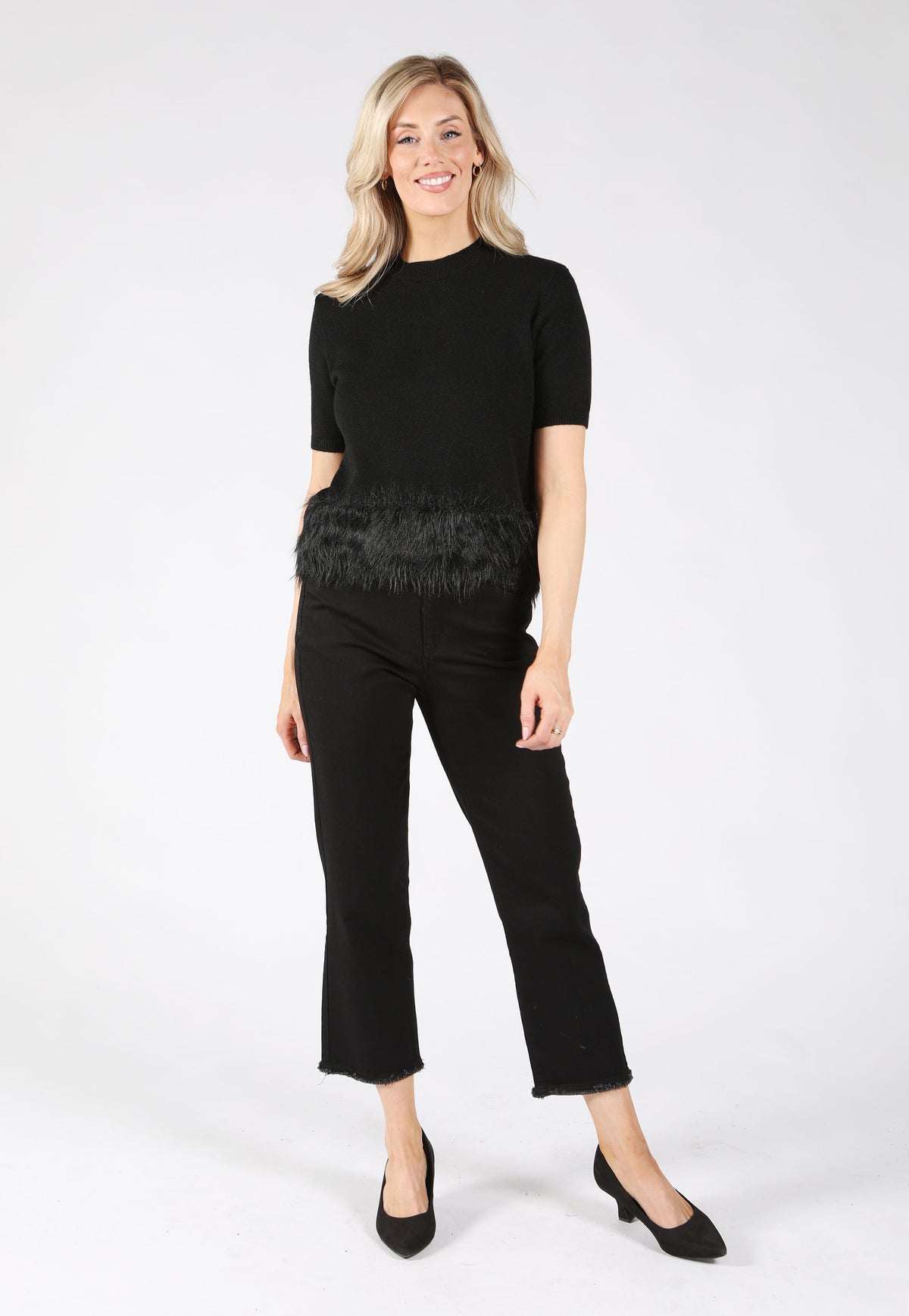 Feathered Hem Knit Top