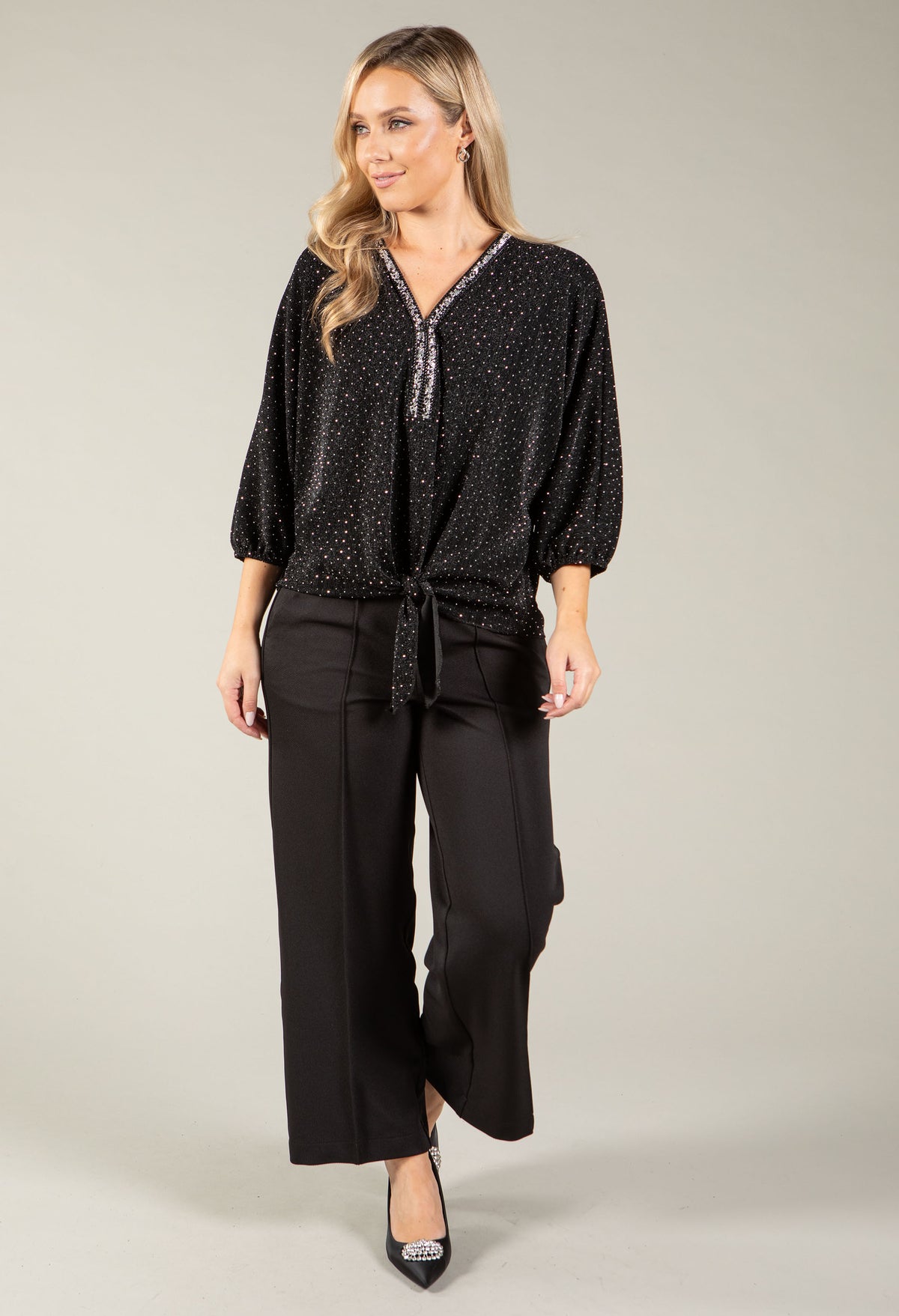 Sparkle Tie Front Top