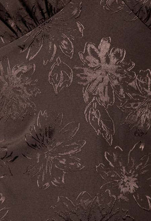 Floral Jacquard Tie-Back Satin Maxi Dress
