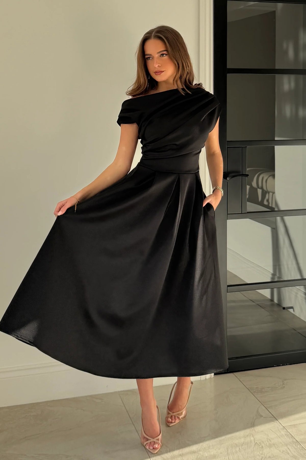Betty Asymmetric Neckline Skater