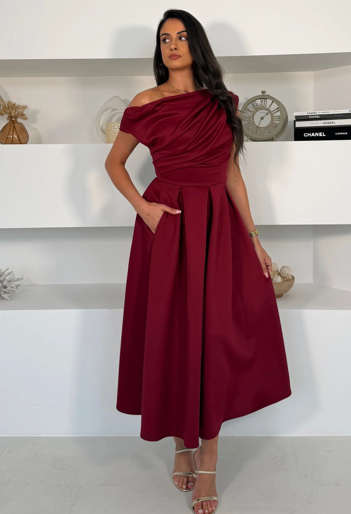 Betty Asymmetric Midi Dress, view 12 – Pamela Scott