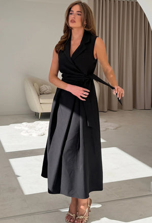 Kia Tie Detail Tailored Midi Dress