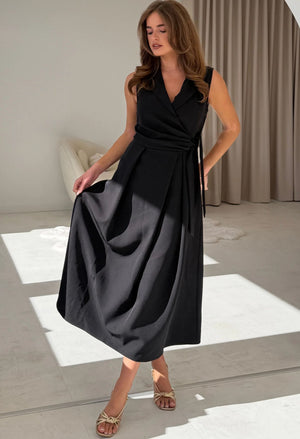 Kia Tie Detail Tailored Midi Dress