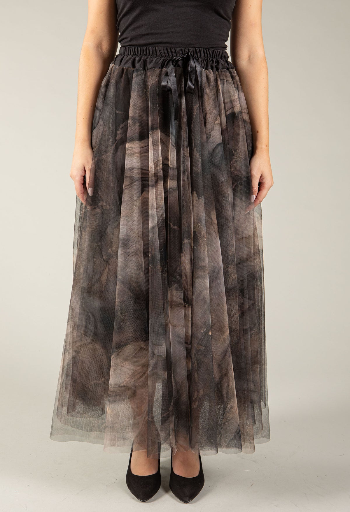 Marble Tulle Midi Skirt