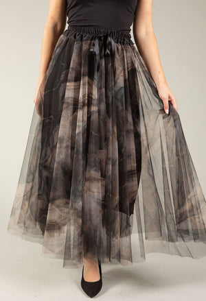 Marble Tulle Midi Skirt