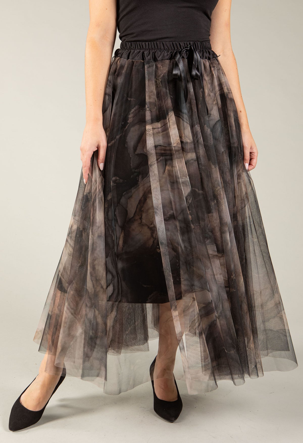 Marble Tulle Midi Skirt