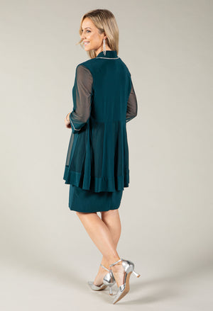 Sequin Trim Shift Dress and Cardi 2 Piece Set