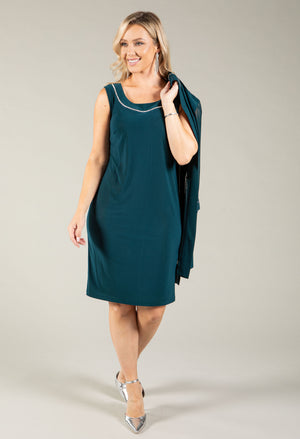 Sequin Trim Shift Dress and Cardi 2 Piece Set