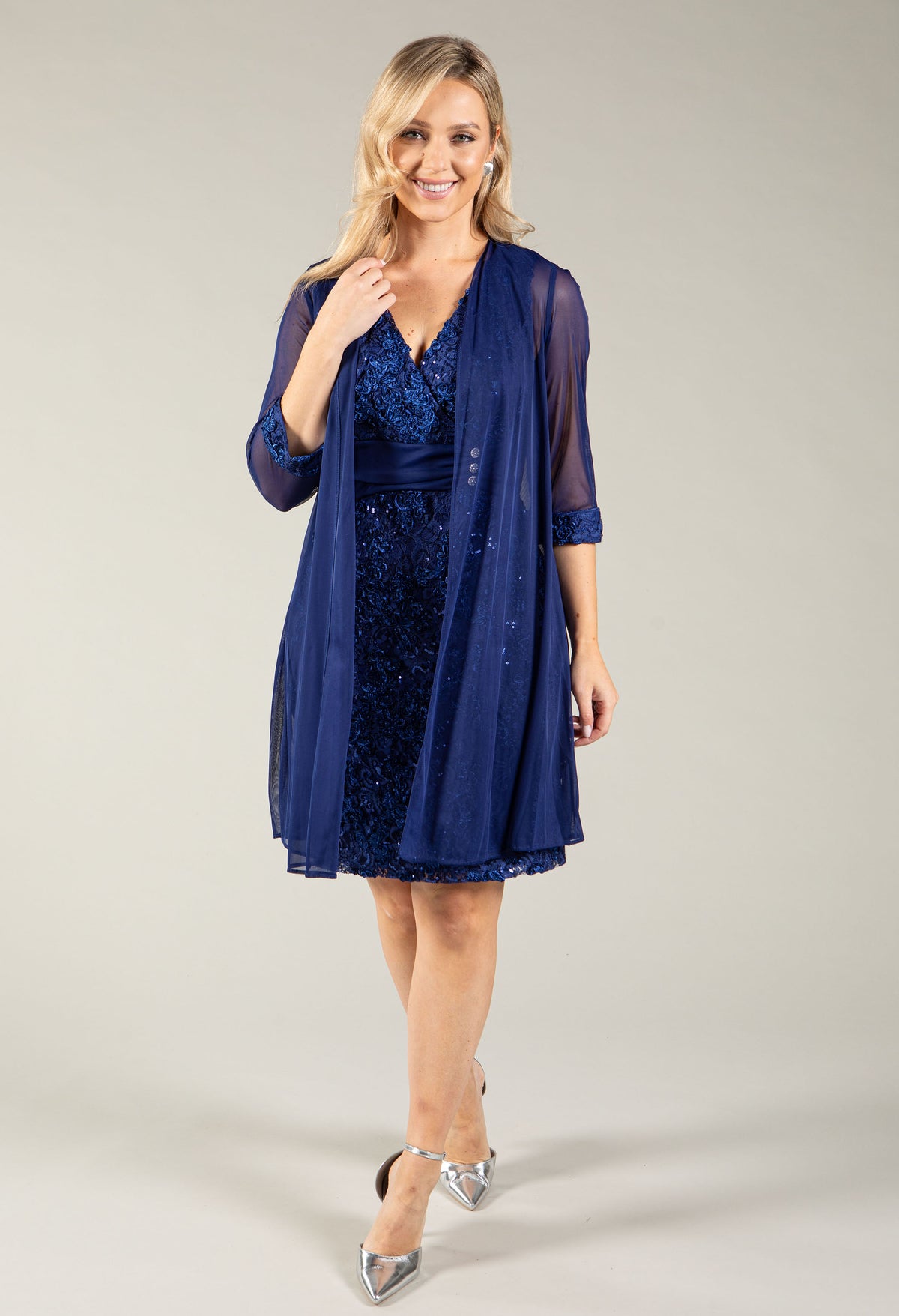 Lacy Dress with Matching Cardigan Set