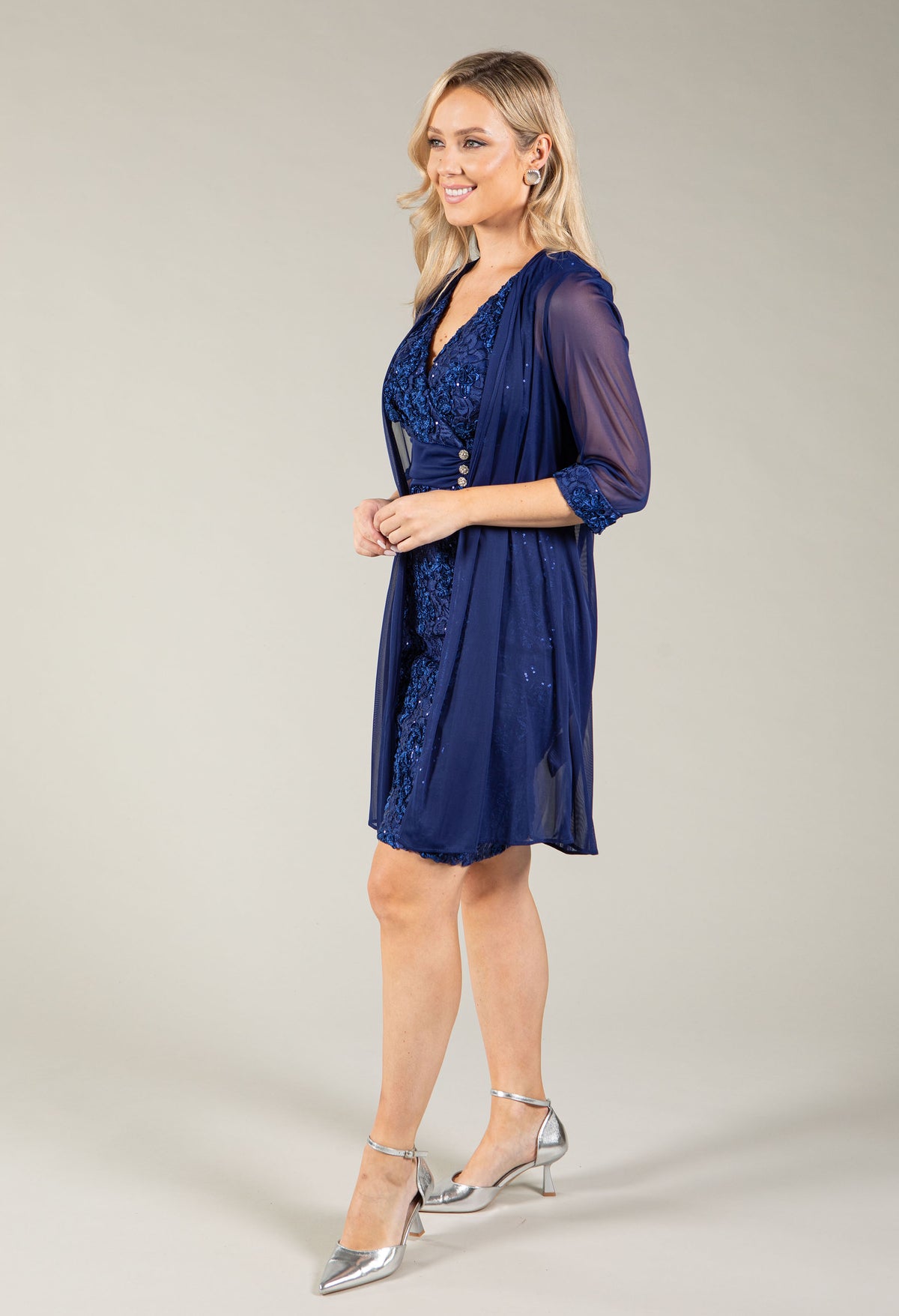 Lacy Dress with Matching Cardigan Set