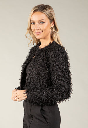 Fringe Sequins Cropped Jacket