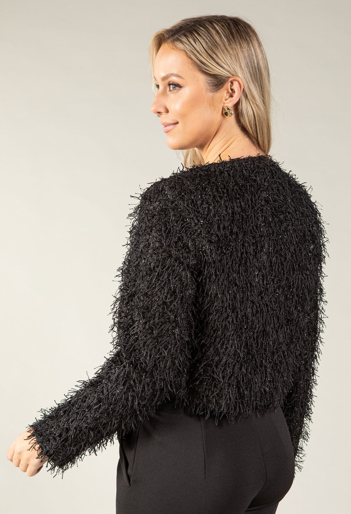 Fringe Sequins Cropped Jacket