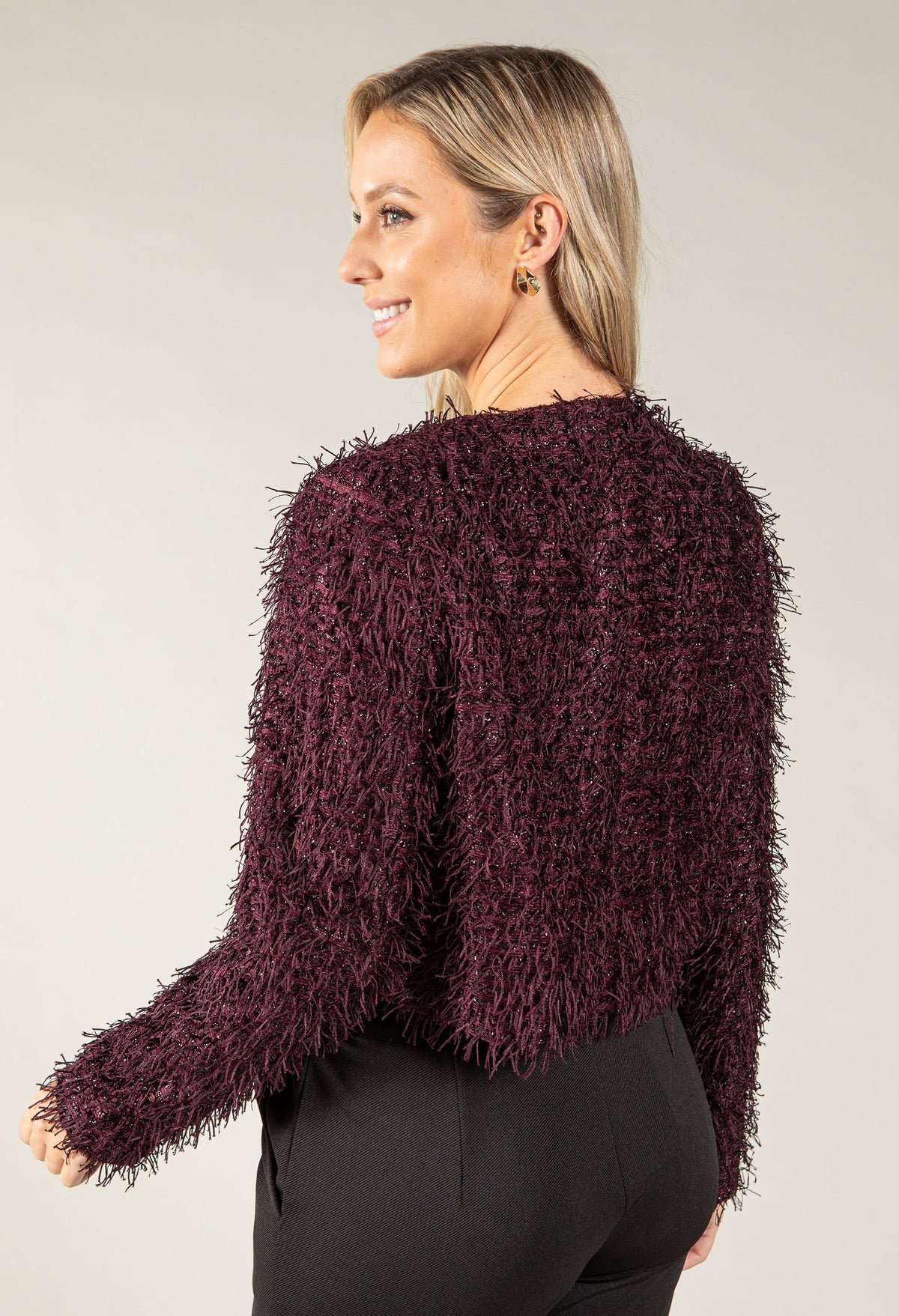 Fringe Sequins Cropped Jacket