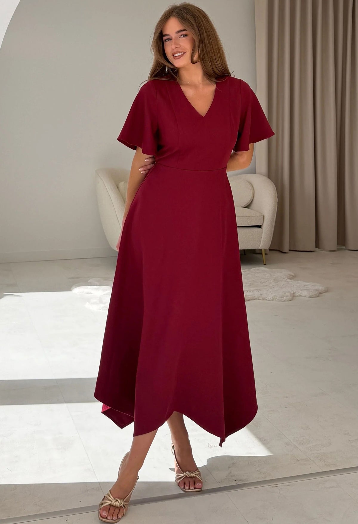 Tammie Dipped Hem Midi Dress