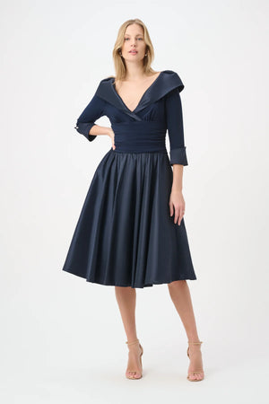 V-Neck Lapel Fit & Flare Dress
