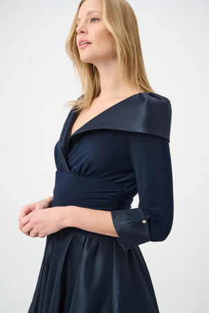 V-Neck Lapel Fit & Flare Dress