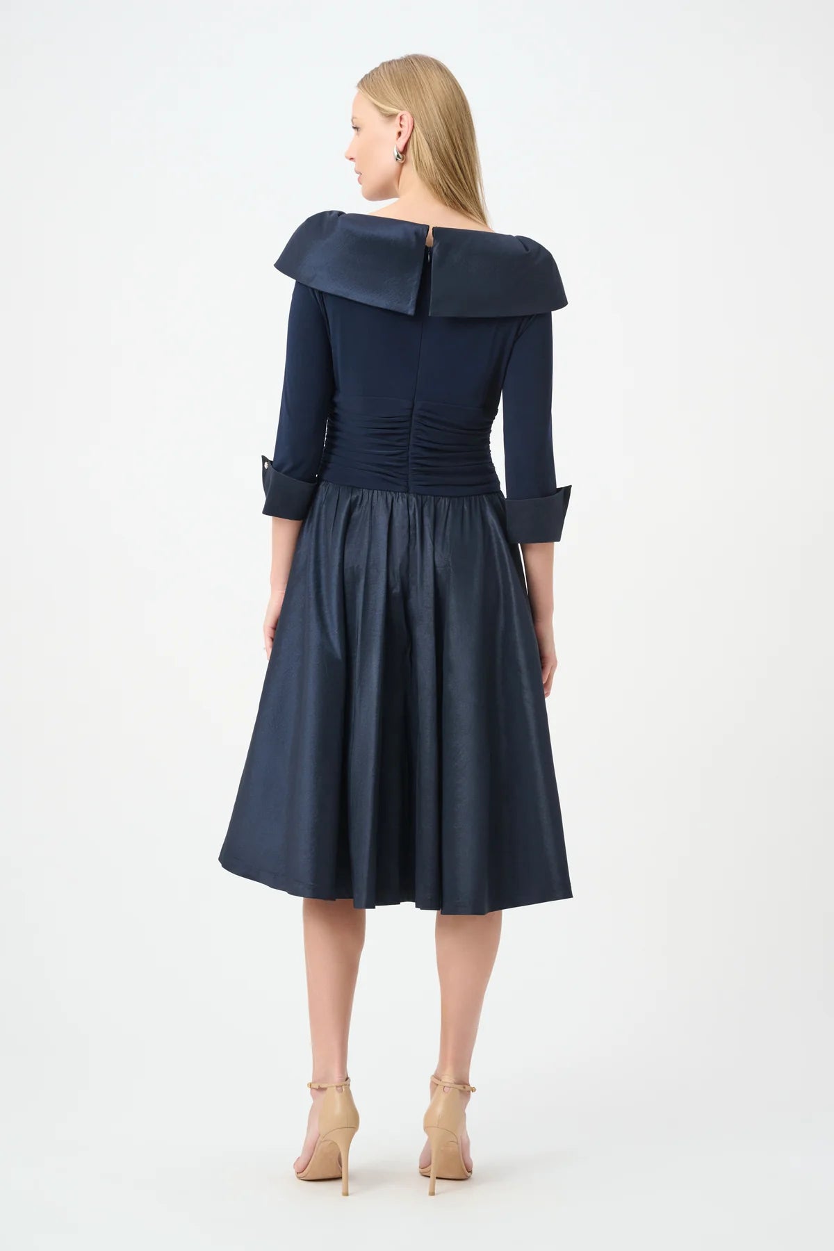 V-Neck Lapel Fit & Flare Dress