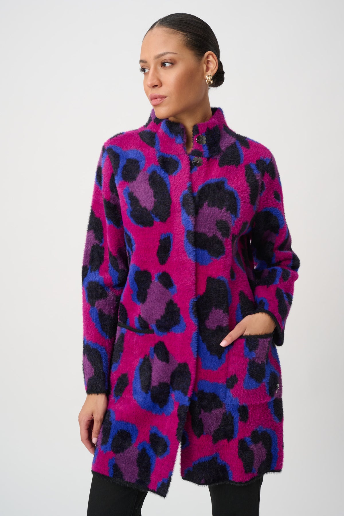 Animal Print Sweater Coat