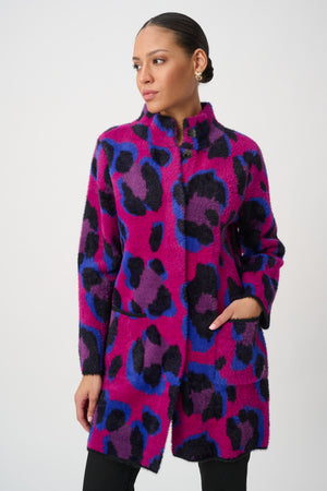 Animal Print Sweater Coat