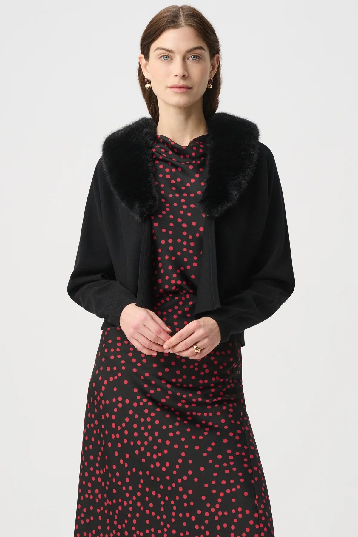 Faux Fur Collar Formal Top Style