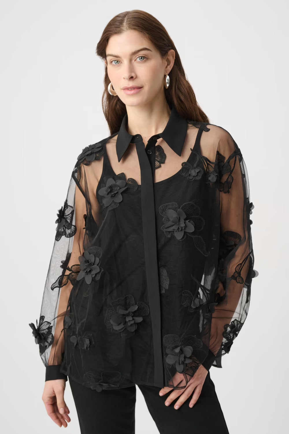Floral Embroidered Long-sleeve Shirt