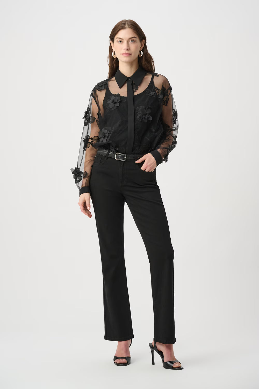 Floral Embroidered Long-sleeve Shirt