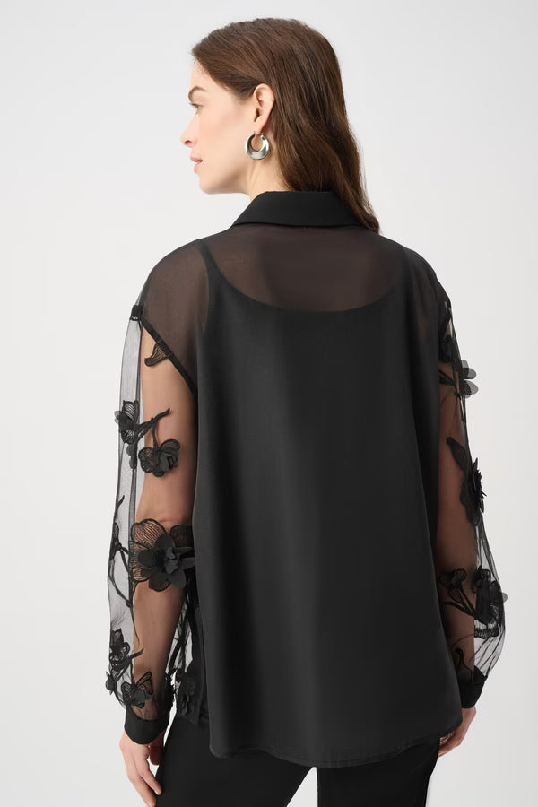 Floral Embroidered Long-sleeve Shirt